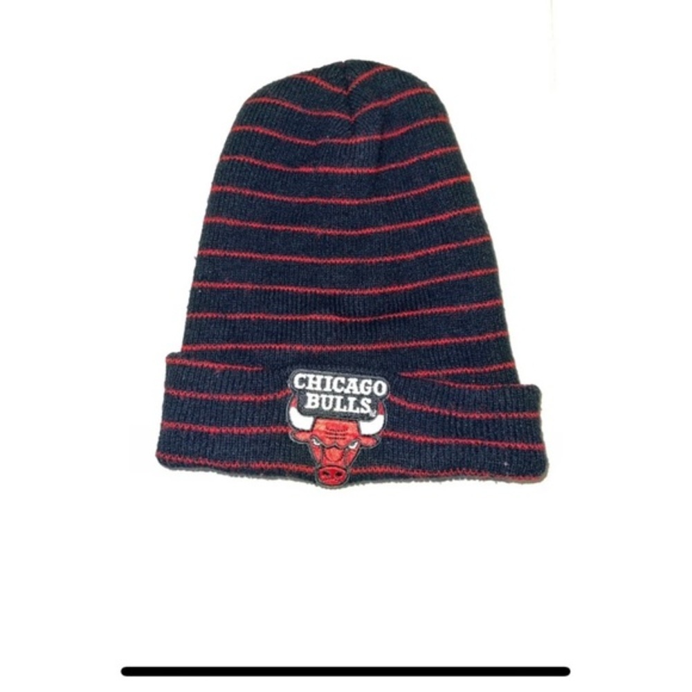 Vintage 90s Chicago Bulls NBA Basketball Black Red Beanie Hat Made in USA